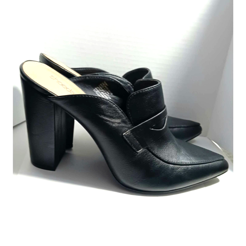 Shoedazzle Penny Black Size 8.5 Slide Mule Loafers Pump Heels